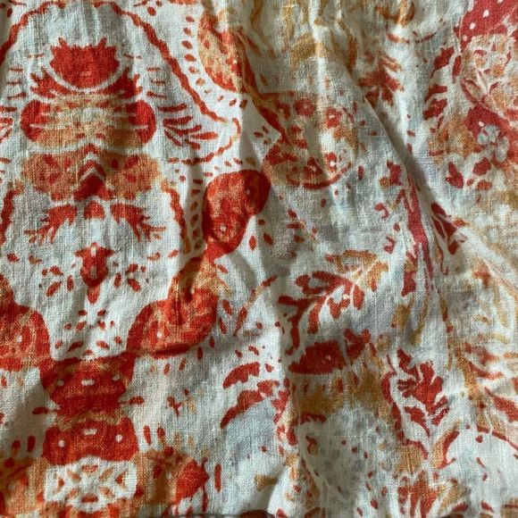 Chicos Linen Popover Tunic - 0P - Orange Paisley - Picture 3 of 7